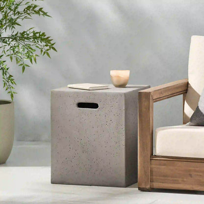 Multi-Functional Tank Holder Side Table, 16.5" L x 16.5" W x 20.5" H, Light Grey Patio Side Tables at Gallery Canada