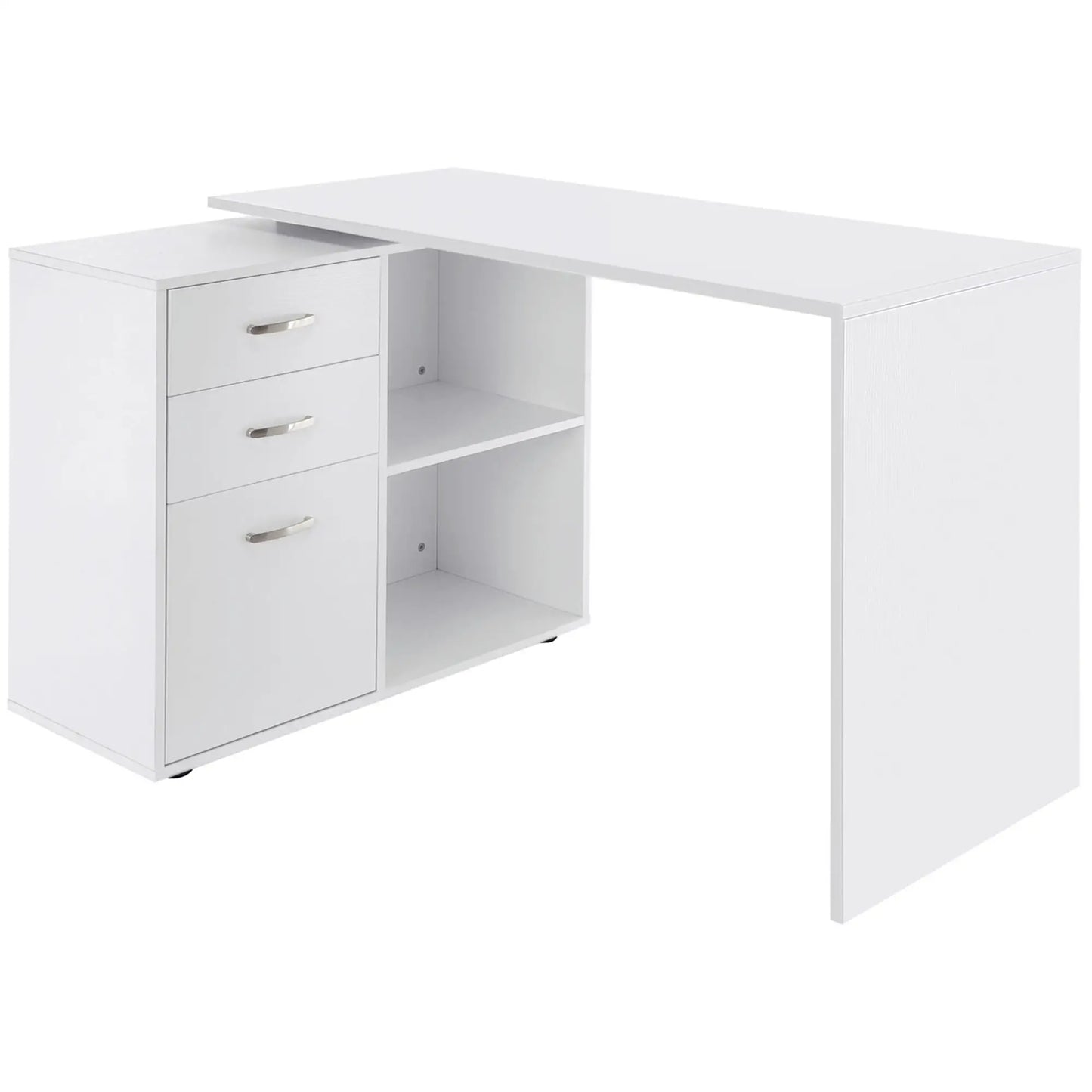L-Shaped Desk, Computer Corner Desk with Shelf, Drawer, White Computer Desks White at Gallery Canada