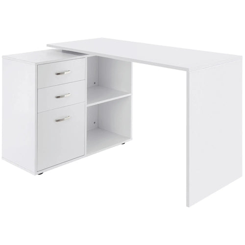 L-Shaped Desk, Computer Corner Desk with Shelf, Drawer, White