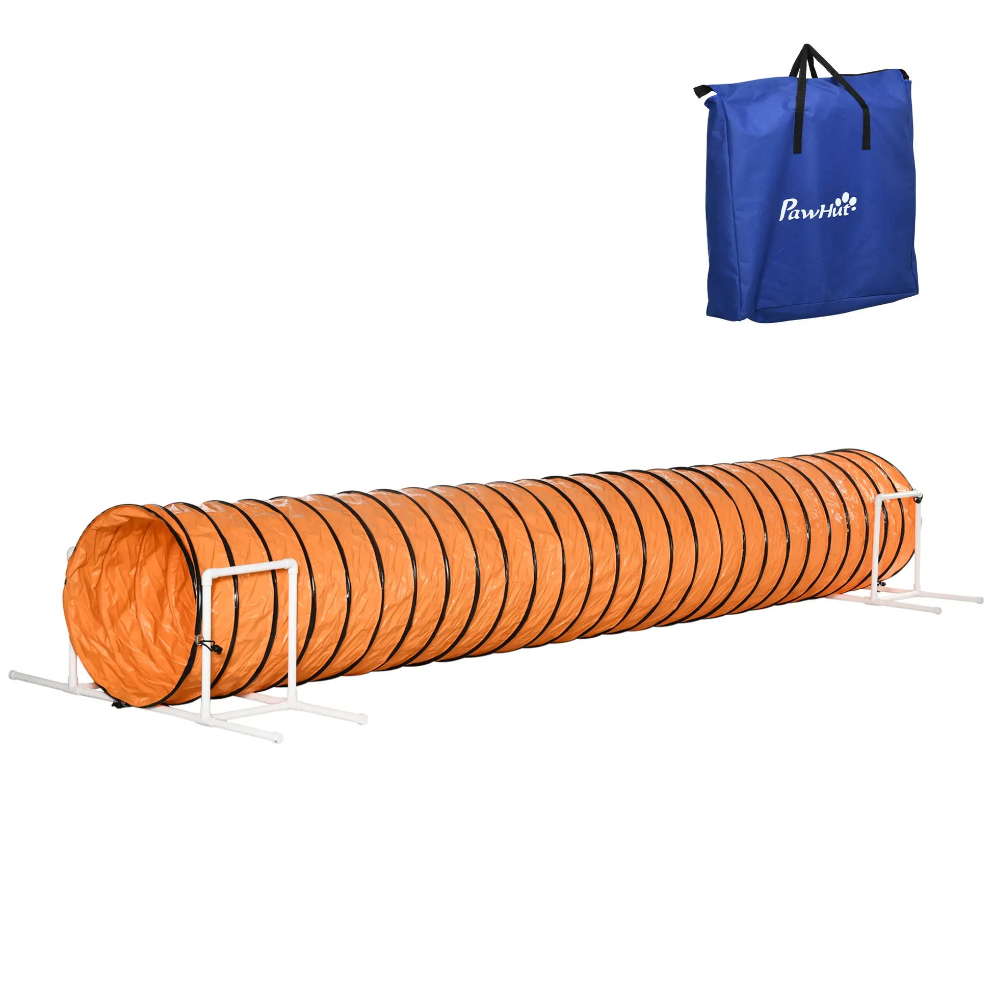 Dog Tunnel, 13 Foot Long, 24" Open Pet Agility Equipment with 2 Support Brackets, Carrying Bag, Orange Dog Agility Training Equipment at Gallery Canada