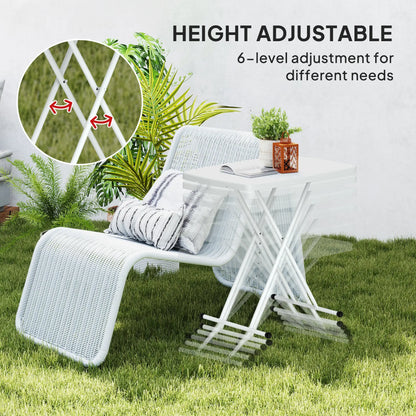 Portable Patio Side Table, Adjustable Height, HDPE Top, Metal Frame, White Patio Side Tables at Gallery Canada