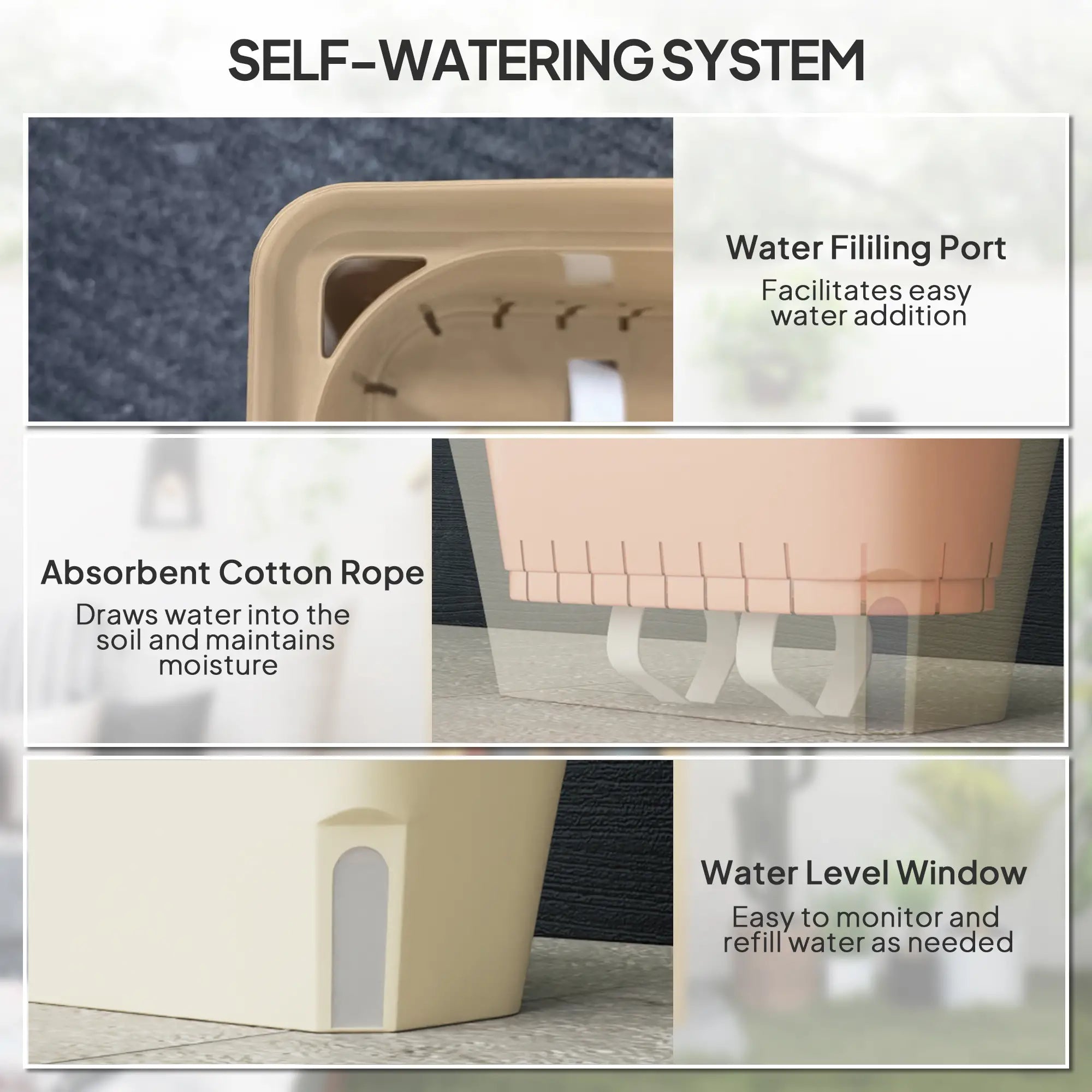 6 Pack Self Watering Flower Pots, 10.5 Inch Planter Box with Water Indicator Garden Accessories at Gallery Canada