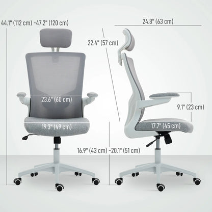 Ergonomic Office Chair, Adjustable Lumbar Support, Headrest, Flip-Up Armrests, Grey Task Chairs at Gallery Canada