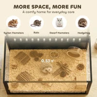 PawHut 41.3" L Hamster Cage, Large Hamster Habitats Steel Frame Chewproof, Deep Bedding Space for Pets Enrichment