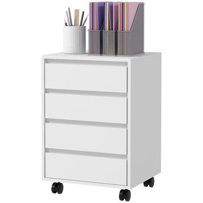 4 Drawer File Cabinet, Vertical Filing with Wheels, Printer Stand, White Office Cabinets & Cupboards White at Gallery Canada