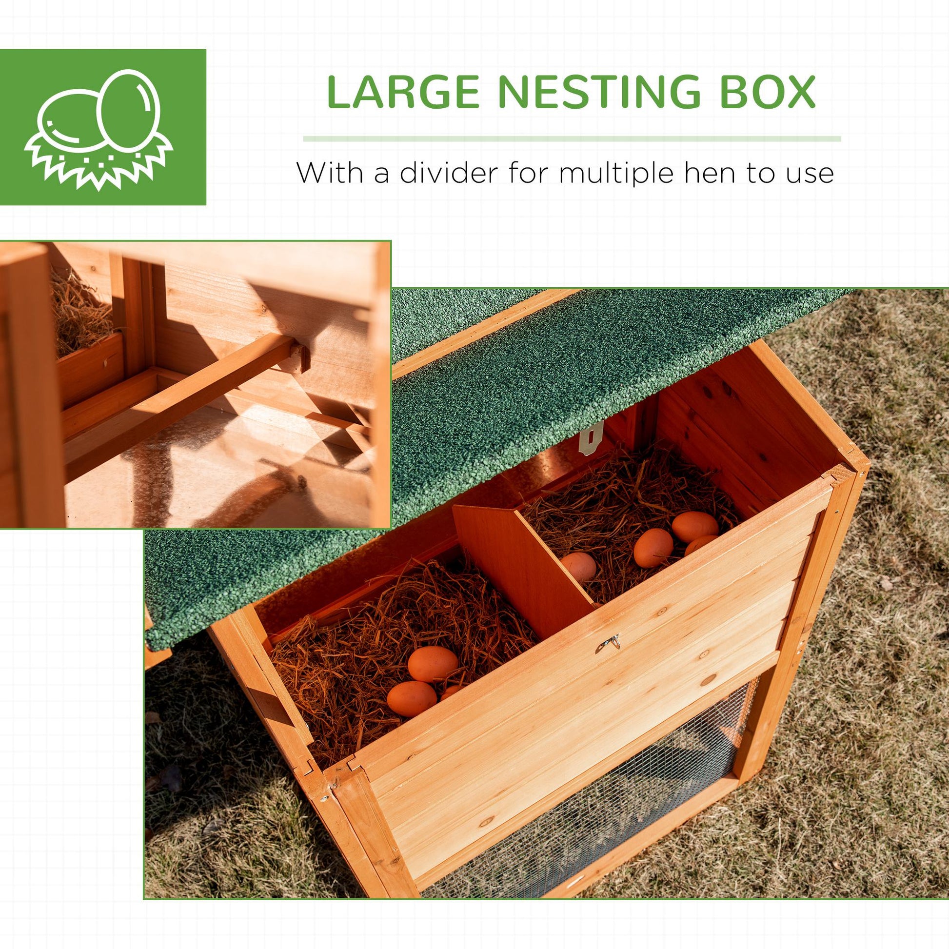 76" Wooden Chicken Coop, Outdoor Hen House Poultry Duck Goose Cage with Outdoor Run, Nesting Box, Removable Tray and Lockable Doors, Orange at Gallery Canada