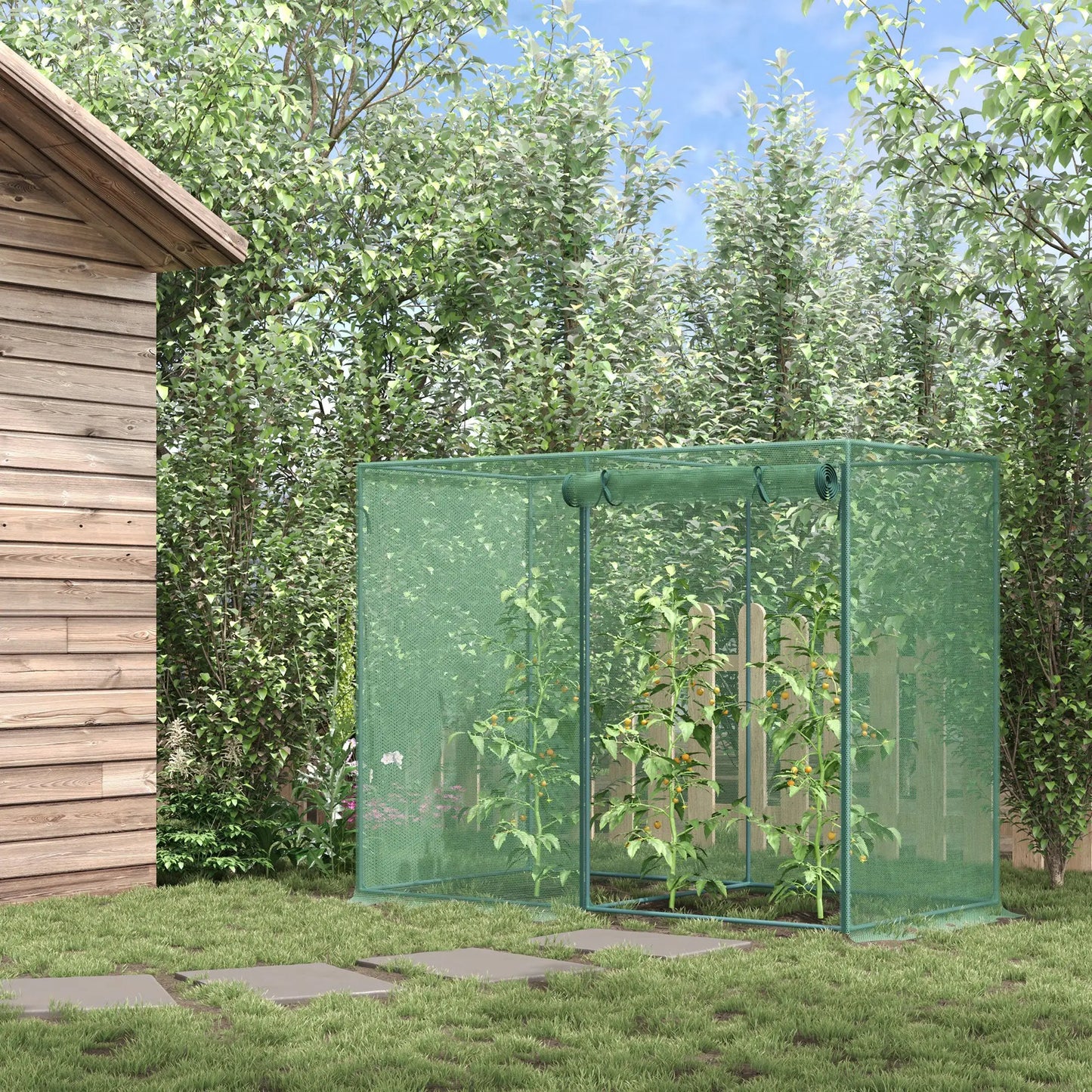 6.5 x 3.3ft Crop Cage, Plant Protector, Zippered Door, Storage Bag, Green Walk In Greenhouses at Gallery Canada