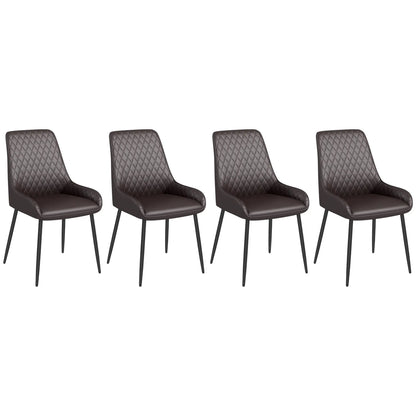 Upholstered Kitchen Chairs, Set of 4, Diamond Tufting, Steel Legs, Brown Bar Stools Brown at Gallery Canada