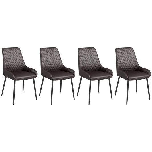 Upholstered Kitchen Chairs, Set of 4, Diamond Tufting, Steel Legs, Brown Bar Stools Brown at Gallery Canada