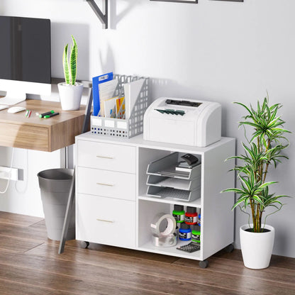 Modern 3 Drawer Lateral Filing Cabinet, Letter A4 Size, White Office Cabinets & Cupboards at Gallery Canada