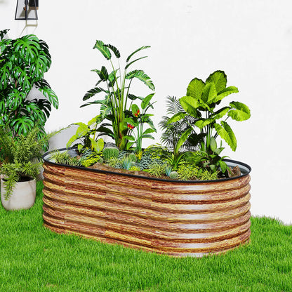 Galvanized Raised Garden Bed, 5 x 2.5 x 2 ft, Brown Wood Effect, Brown Galvanized Planter Boxes at Gallery Canada