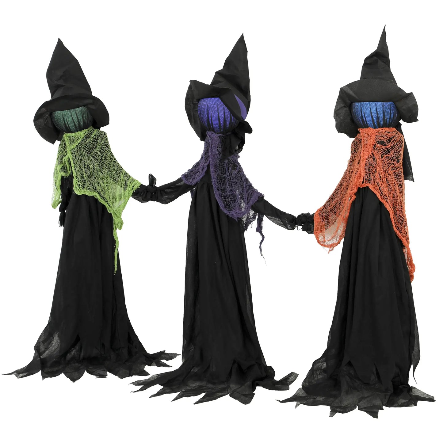 48" Witch Trio Yard Stake, Light-Up Multicolored Heads, Multicolored Halloween Decorations Black, Green, Orange, Purple at Gallery Canada