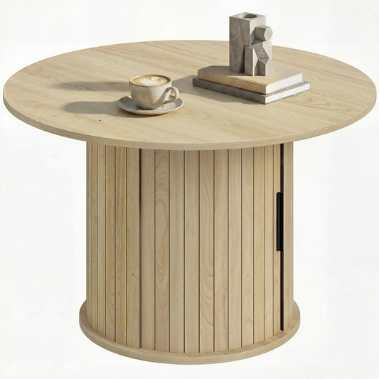 31.5" Round Coffee Table, Natural Wood Center Table Coffee Tables Natural at Gallery Canada