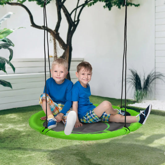 43.25" Saucer Swing, Adjustable Rope Seat, Indoor Outdoor, Green Gym Sets & Swings Green, Black at Gallery Canada