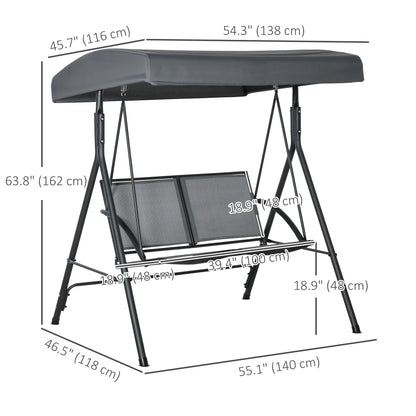 2-Seat Patio Swing Chair, Outdoor Porch Glider With Canopy, Dark Grey Porch Swings with Canopy at Gallery Canada