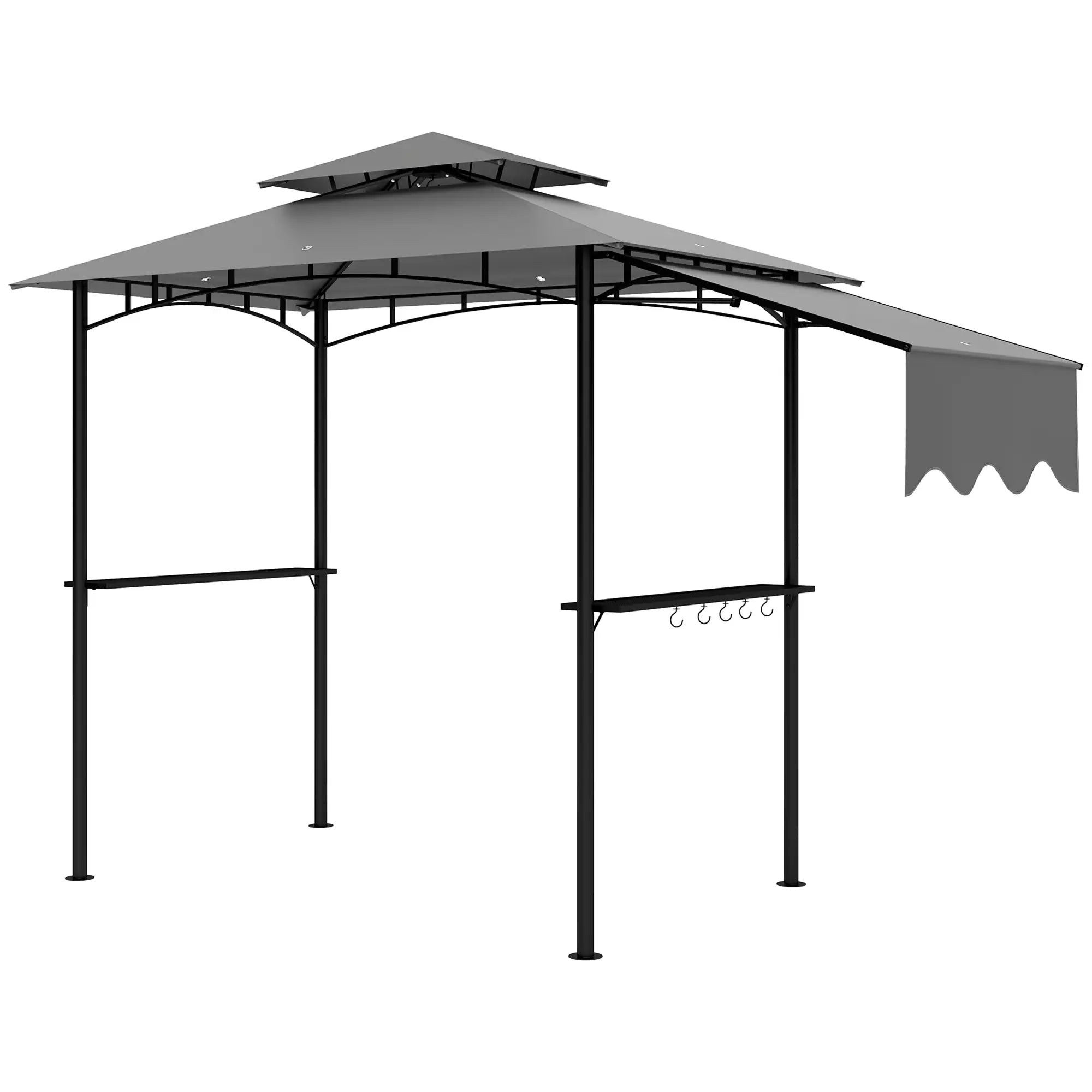 8'x5' Grill Gazebo, Double Tiered Barbecue Shelter, Light Grey BBQ Grill Gazebos at Gallery Canada