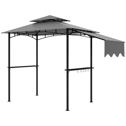 8'x5' Grill Gazebo, Double Tiered Barbecue Shelter, Light Grey BBQ Grill Gazebos at Gallery Canada
