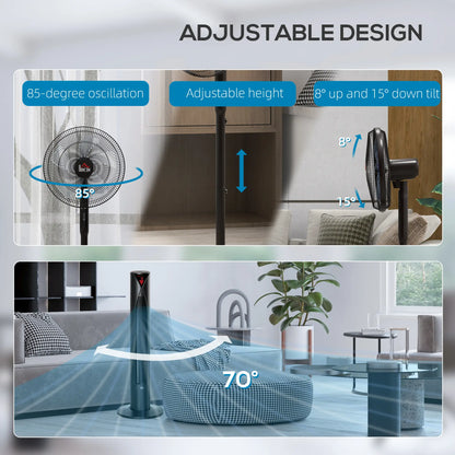 16" Tower and Pedestal Fan Set, Remote Control, Adjustable Height, Black Tower Fans at Gallery Canada