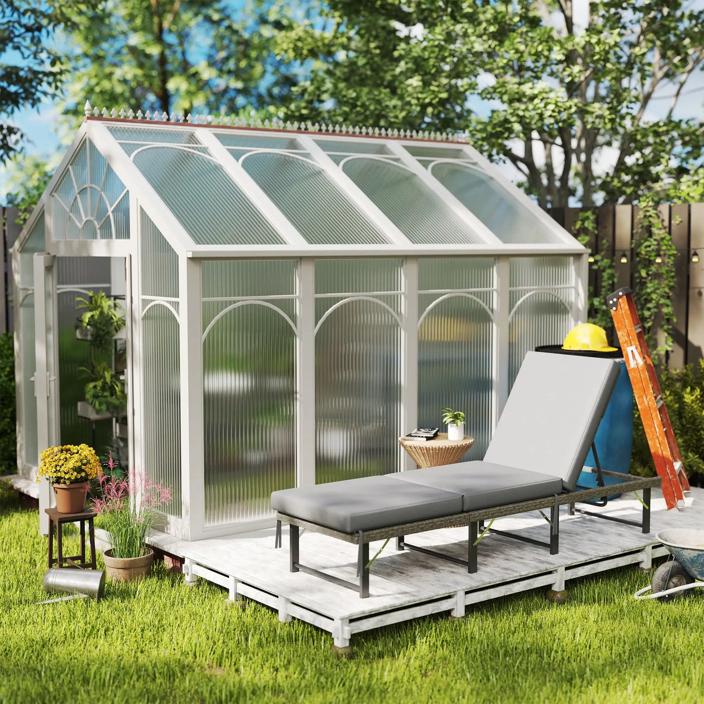 Folding Outdoor Lounge Chair, Wicker Chaise With Cushion, Grey Wicker Chaise Loungers at Gallery Canada