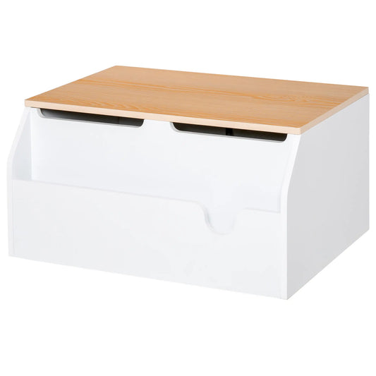 Wooden Kids Toy Box with Lid, Storage Organizer, Safety Hinge, White Baby & Kids Storage White at Gallery Canada
