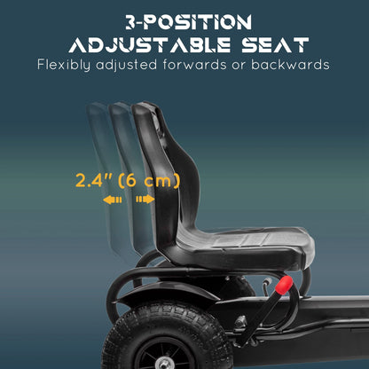 Kids Pedal Go Kart, Adjustable Bucket, Handbrake, 4 Rubber Wheels, Black Pedal Go Karts for Kids at Gallery Canada