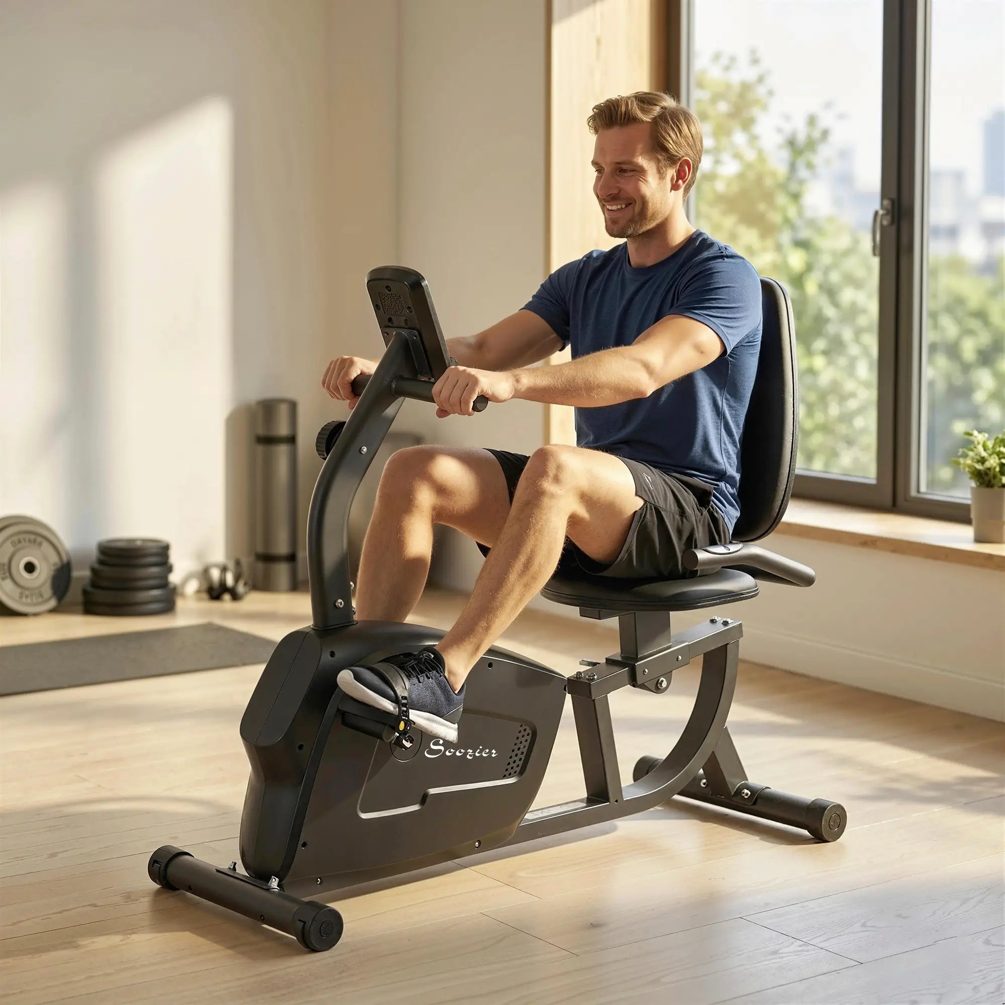 Recumbent Exercise Bike, 8-Level Magnetic Resistance, LCD Monitor, Heart Rate Handle, Adjustable Seat Exercise & Stationary Bikes at Gallery Canada