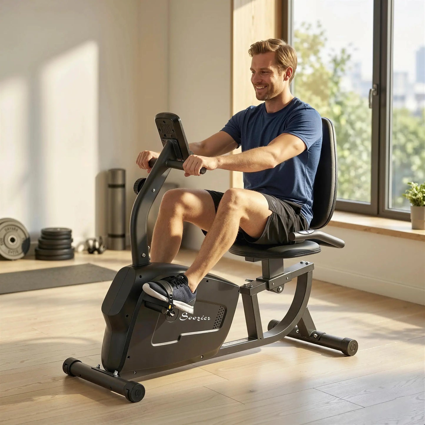 Recumbent Exercise Bike, 8-Level Magnetic Resistance, LCD Monitor, Heart Rate Handle, Adjustable Seat Exercise & Stationary Bikes at Gallery Canada
