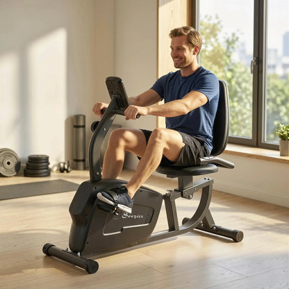 Recumbent Exercise Bike, 8-Level Magnetic Resistance, LCD Monitor, Heart Rate Handle, Adjustable Seat Exercise & Stationary Bikes at Gallery Canada