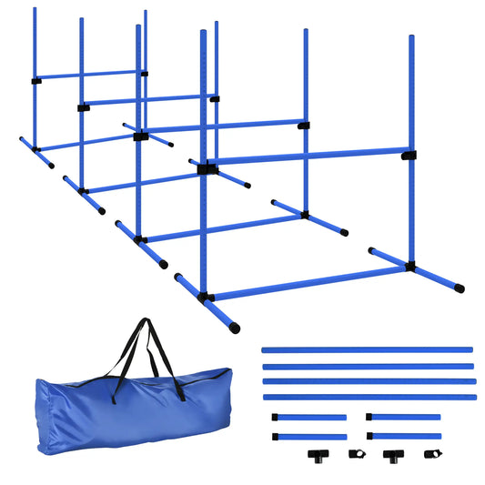 Dog Agility Training Set, 4 Adjustable Jump Bars, Exercise Kit, Blue Dog Agility Training Equipment Blue at Gallery Canada