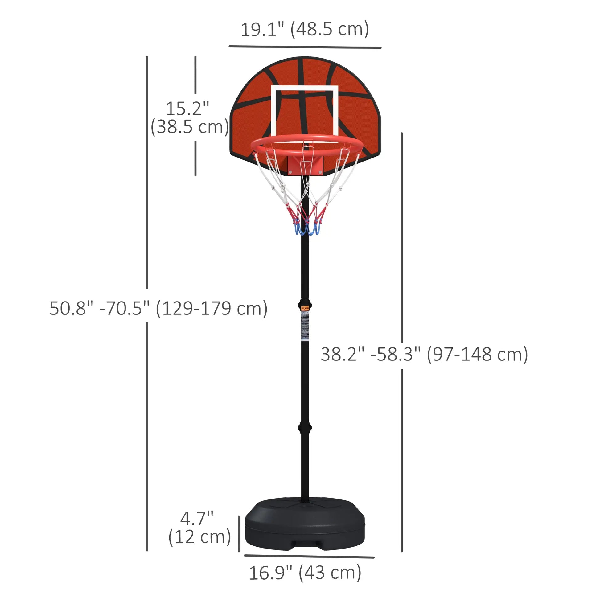 3-5ft Basketball Hoop with Magnetic Dartboard, 15" Backboard, Weighted Base Basketball at Gallery Canada