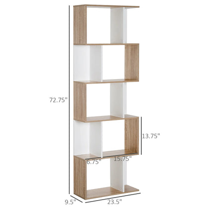 5-Tier Geometric Bookcase, Modern Room Divider, White Display Bookshelves at Gallery Canada