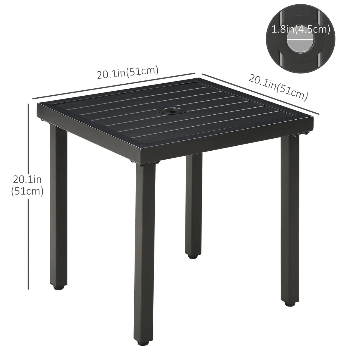 Outdoor Side Table With Umbrella Hole, Patio End Table, Black Patio Side Tables at Gallery Canada