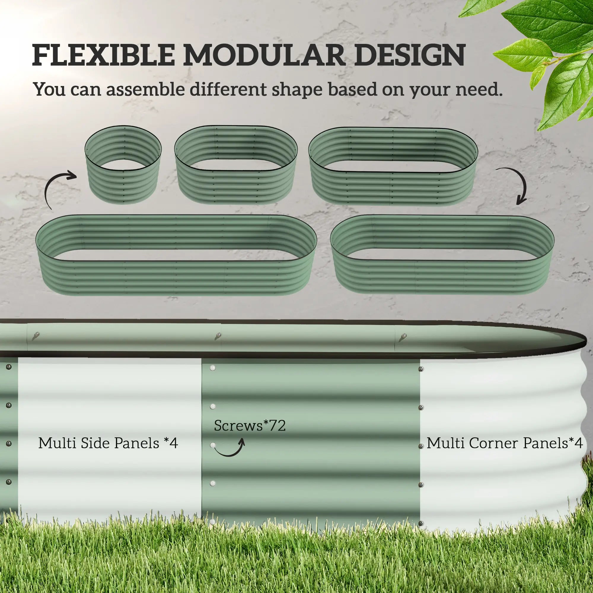 8 x 2 x 1.5 FT Galvanized Steel Raised Garden Bed, Green Galvanized Planter Boxes at Gallery Canada