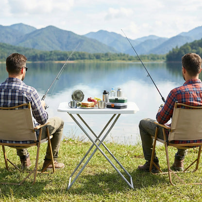 Folding Picnic Table, 30" x 20", 5-Level Height Adjustment, White Picnic Tables & Camping Chairs at Gallery Canada