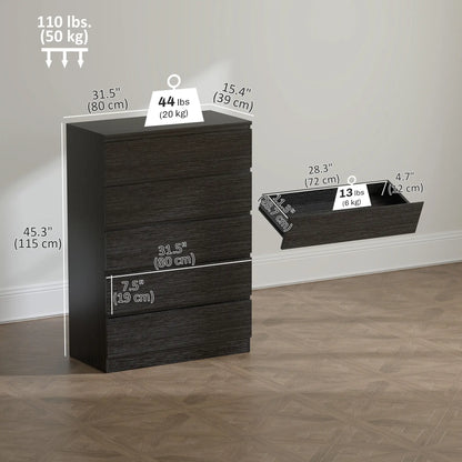 5 Drawer Dresser, Modern Chest for Bedroom, Black Storage Cabinets at Gallery Canada