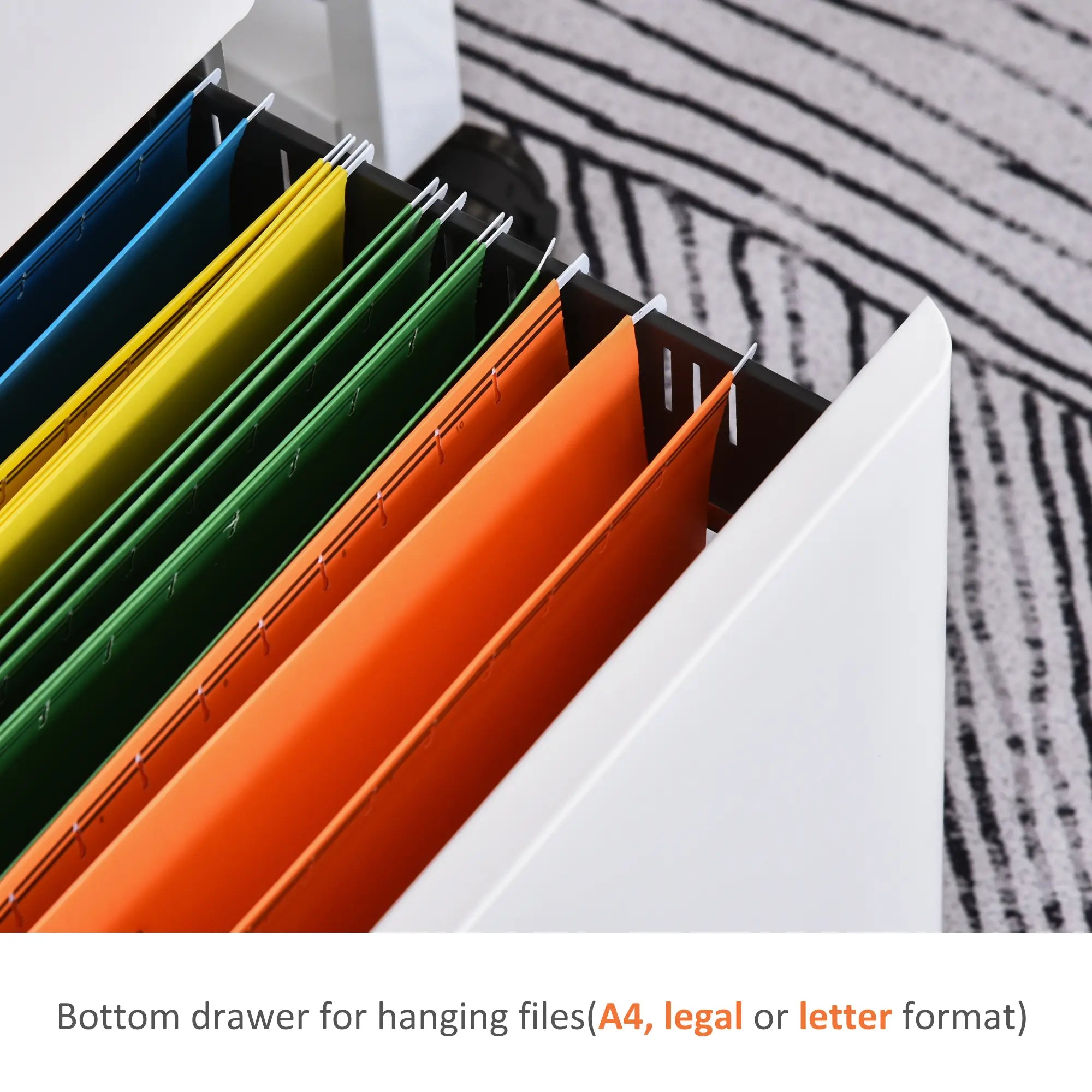 3 Drawer Filing Cabinet, Home Office Storage with Wheels, Lock, Grey and White Office Cabinets & Cupboards at Gallery Canada