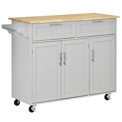 Rolling Kitchen Island, Cart with 2 Drawers, 3 Door Cabinets, 3-Doors, Grey Kitchen Islands & Kitchen Carts Grey at Gallery Canada