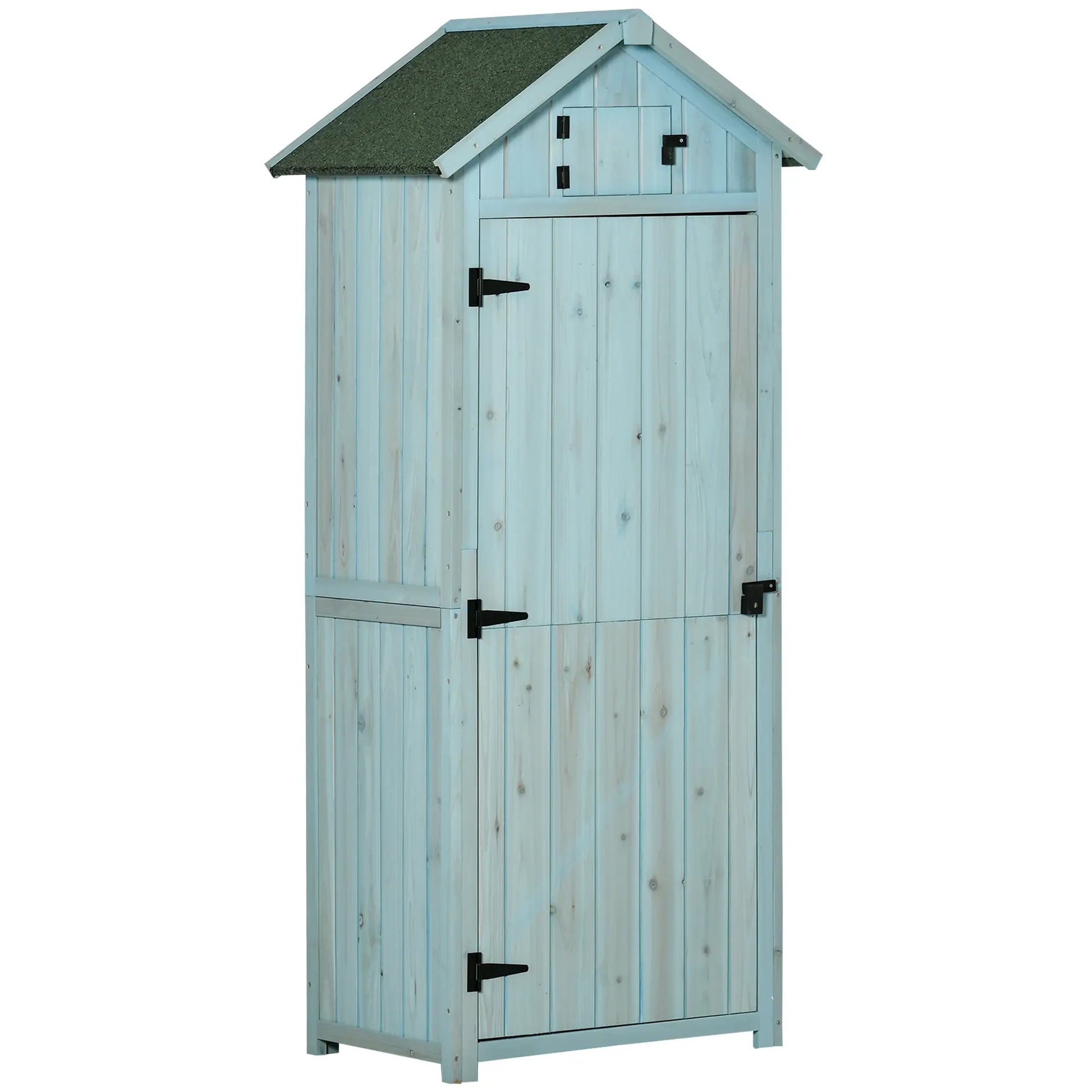 30" x 21" x 71" Garden Storage Shed, Outdoor Tool House, 3 Tier Shelves, Blue Sheds Blue at Gallery Canada