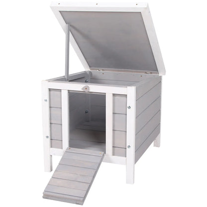 Wooden Rabbit Hutch, Bunny Cage, Outdoor Cat House, 20"x16.5"x17", Grey Rabbit Hutch at Gallery Canada