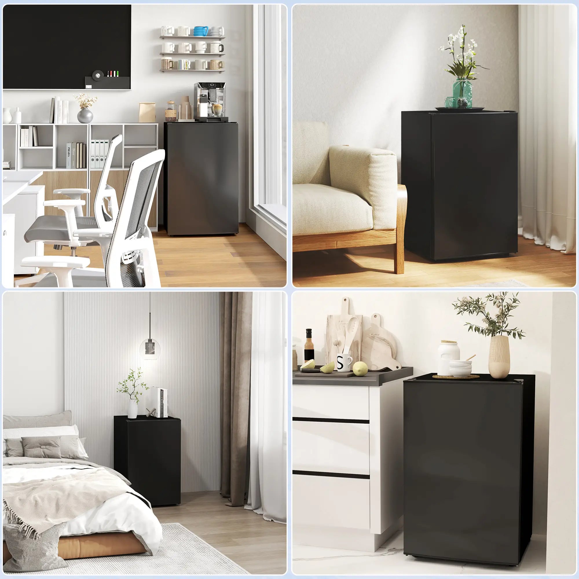 4.5 Cu Ft Mini Fridge with Freezer, Wheels, Adjustable Thermostat, Black Small Kitchen Appliances at Gallery Canada