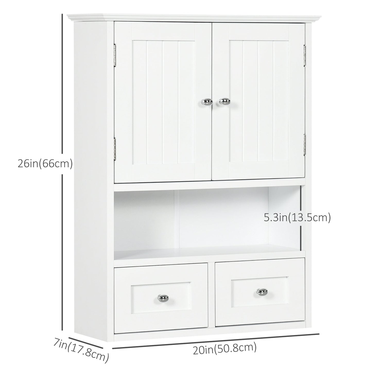 Bathroom Wall Cabinet, Medicine Cabinet, Over Toilet Storage Cabinet with Shelf and Drawers for Hallway, Living Room, White at Gallery Canada