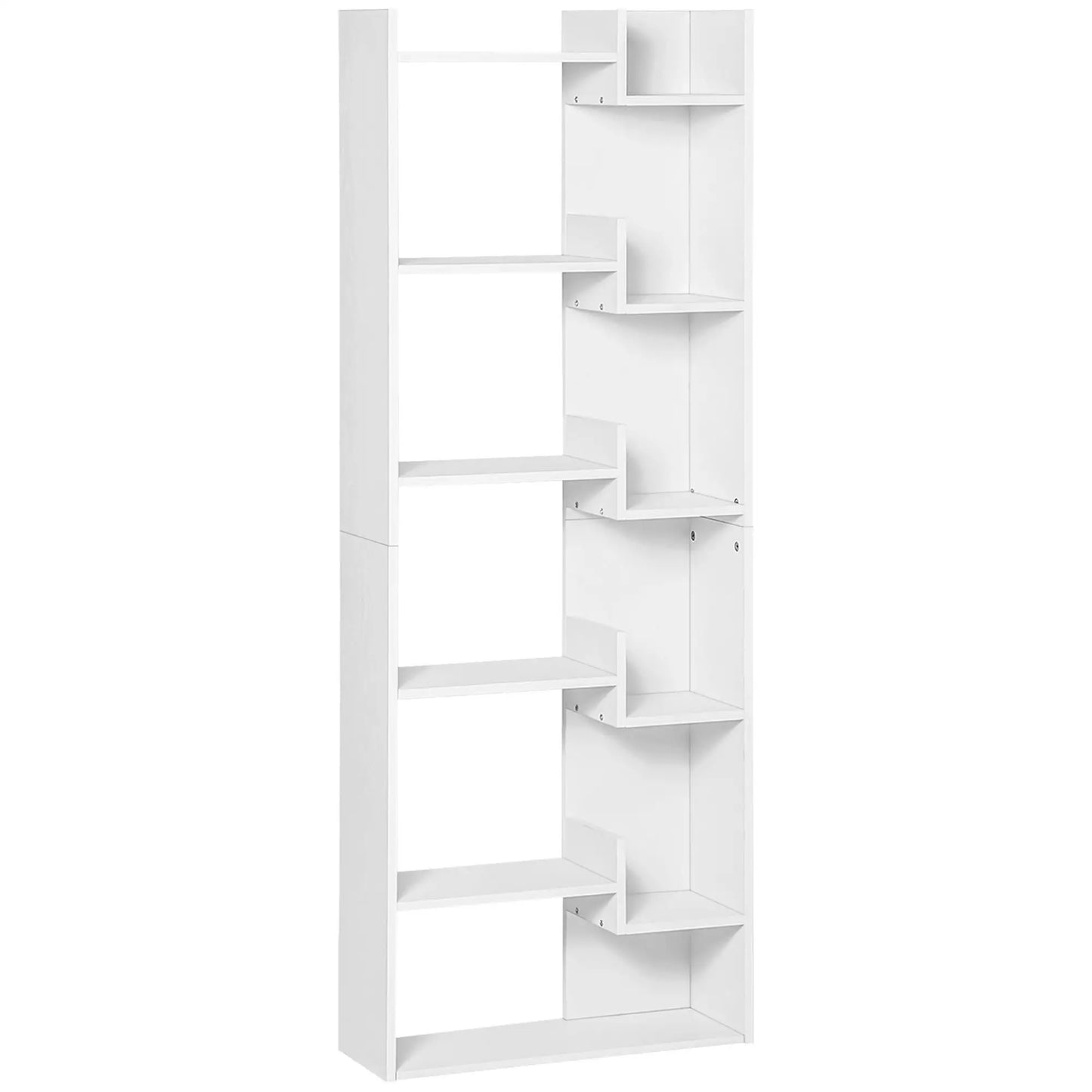 6-Tier Tall Bookcase, Modern Storage Bookshelf, White Display Bookshelves White at Gallery Canada