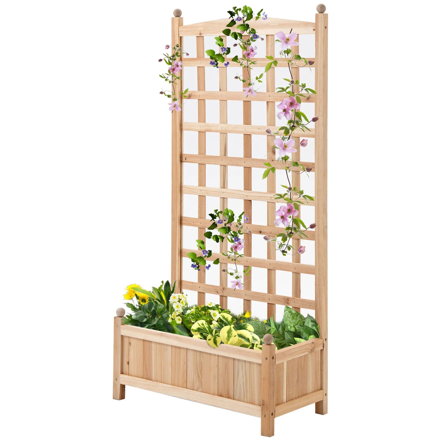 24" x 12" x 49" Raised Garden Bed, Trellis Board Back, Strong Wooden Design Elevated Garden Beds at Gallery Canada