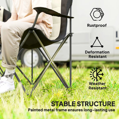 2 Pack Folding Camping Chairs, High Back w/ Cup Holder, Padded, Cream Picnic Tables & Camping Chairs at Gallery Canada