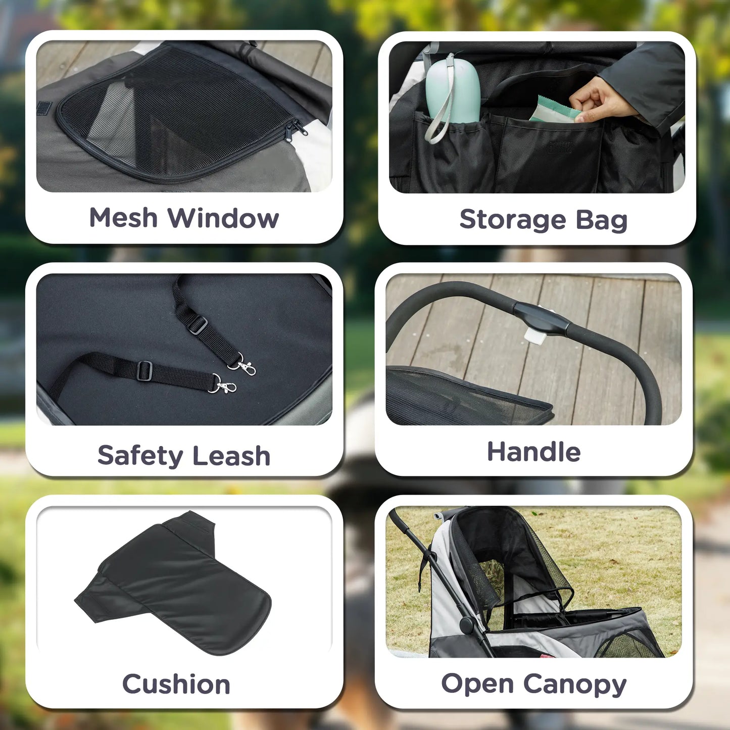 Foldable Pet Stroller For Large Dogs, Four Big Wheels, Dark Grey Dog Bike Trailers & Strollers at Gallery Canada