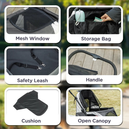 Foldable Pet Stroller For Large Dogs, Four Big Wheels, Dark Grey Dog Bike Trailers & Strollers at Gallery Canada