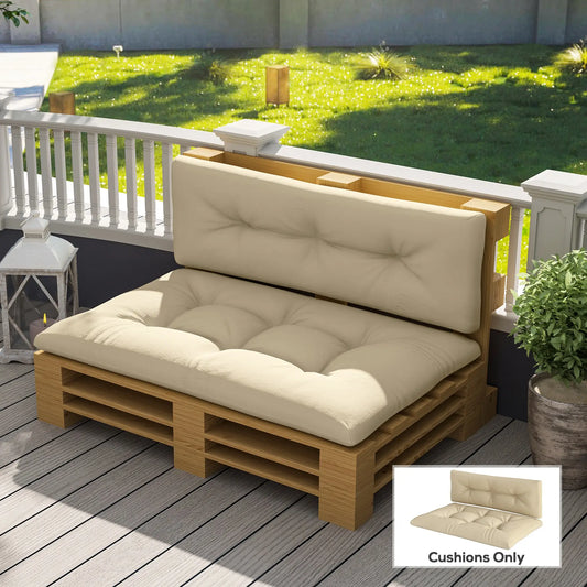 2-Piece Pallet Cushion Set, 3.9" Thick, Outdoor, Tufted, Beige Patio Chair Cushions Beige at Gallery Canada