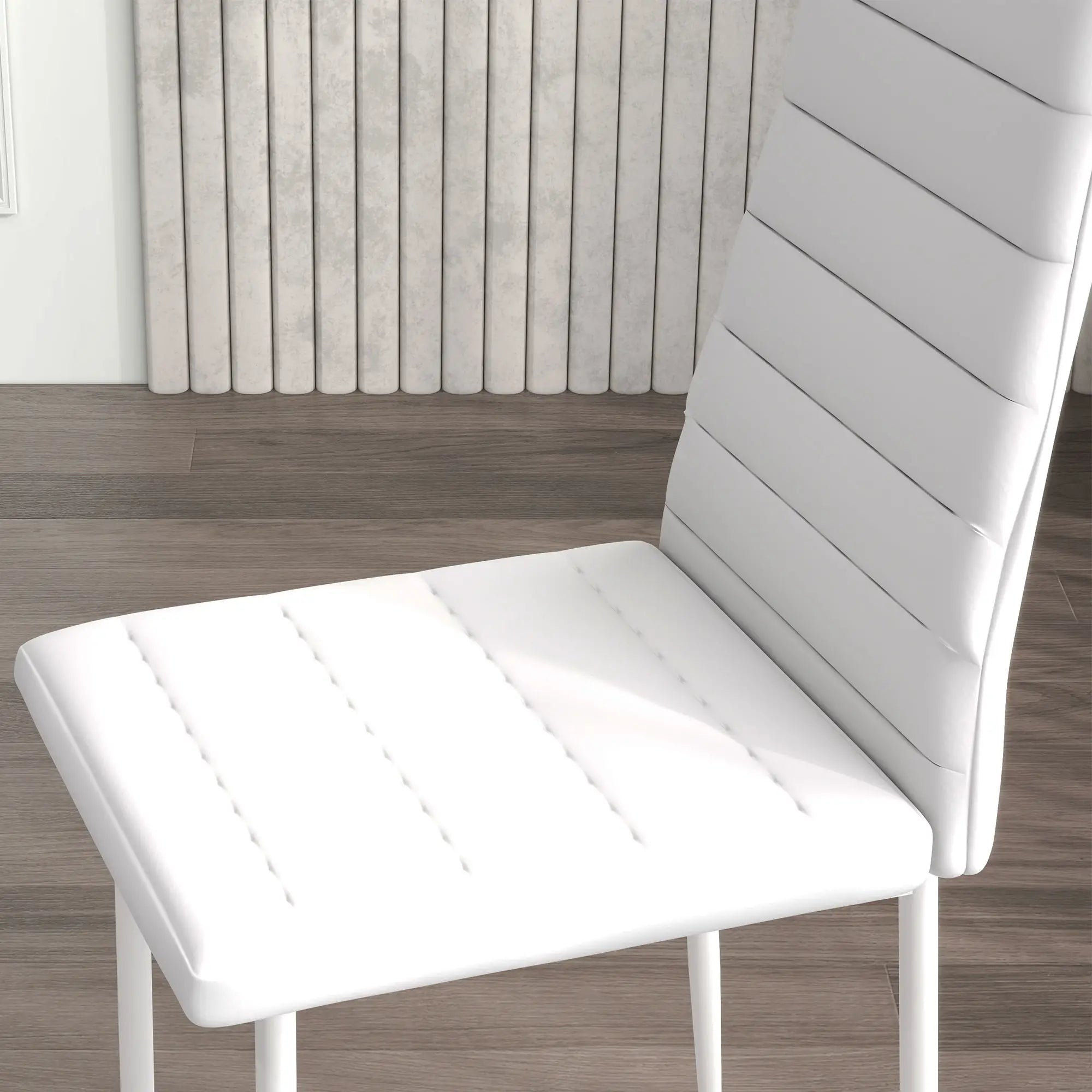 Modern Upholstered PU Leather Dining Chairs, Set of 6, White Bar Stools at Gallery Canada