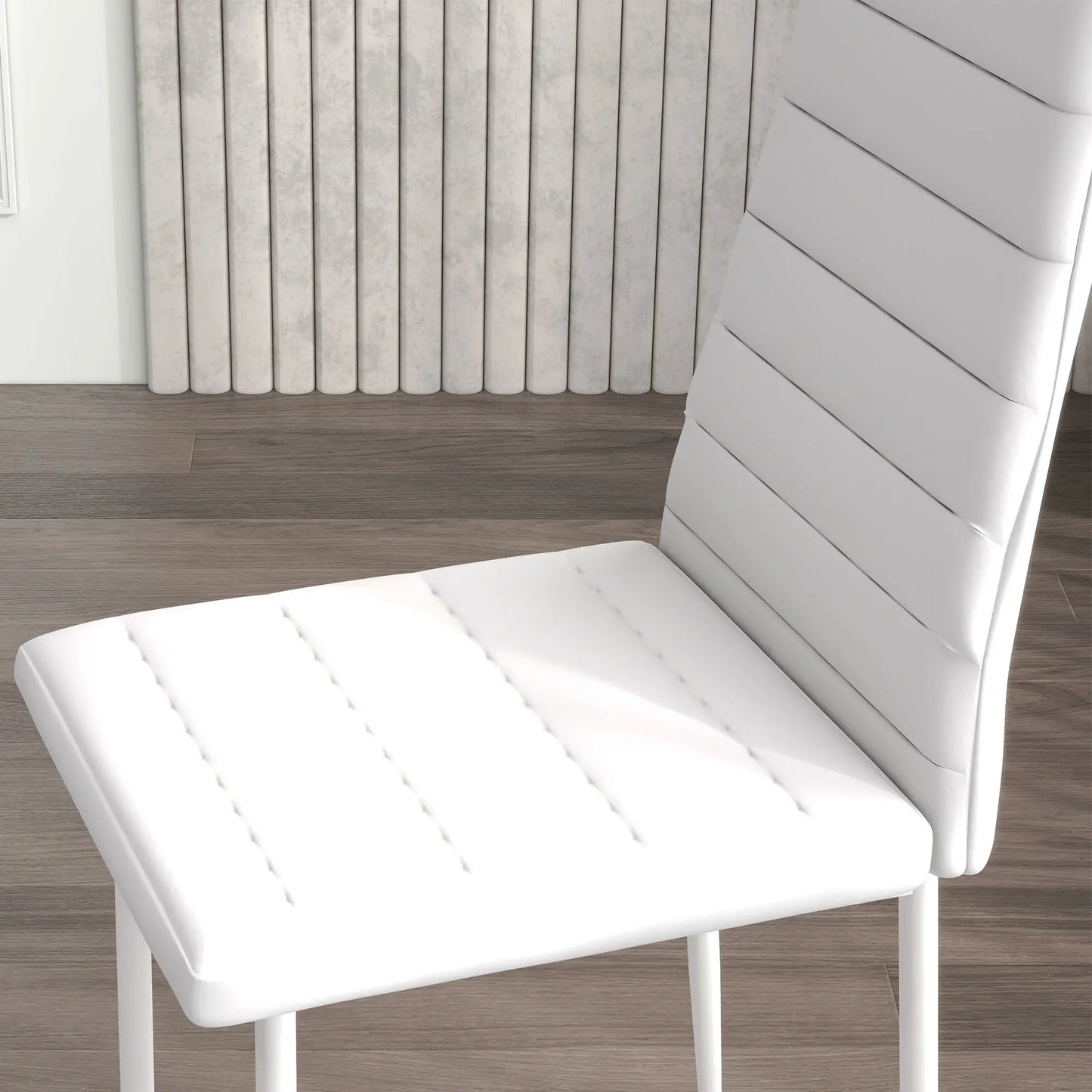 Modern Upholstered PU Leather Dining Chairs, Set of 6, White Bar Stools at Gallery Canada