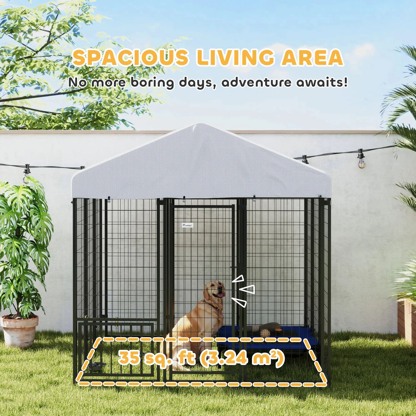 Outdoor Dog Kennel, Waterproof UV-Resistant Cover, Adjustable Bowls, 6 x 6 x 6 ft Houses, Kennels & Pens at Gallery Canada